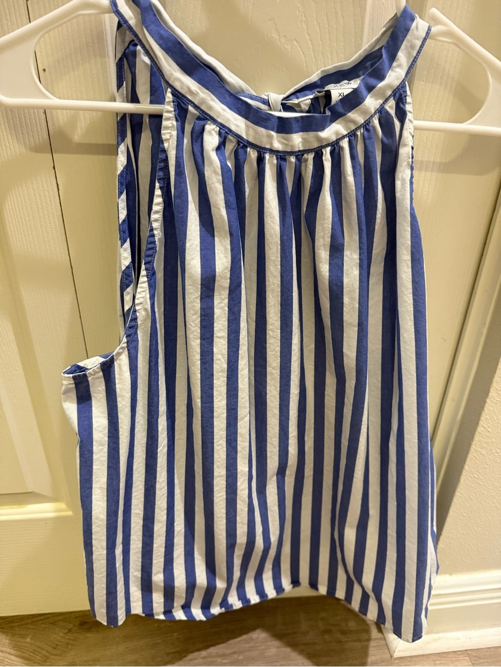 J. Crew Blue and White Striped Sleeveless Halter top